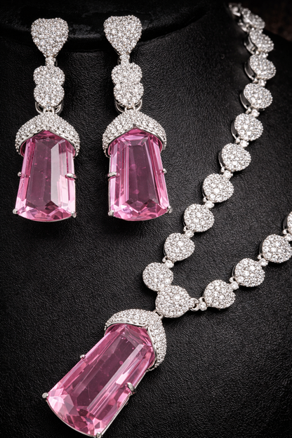 Elegant Rose Pink Pendant Necklace