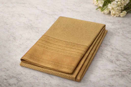 Elegant Matte Gold Zari Kanjivaram Silk Saree