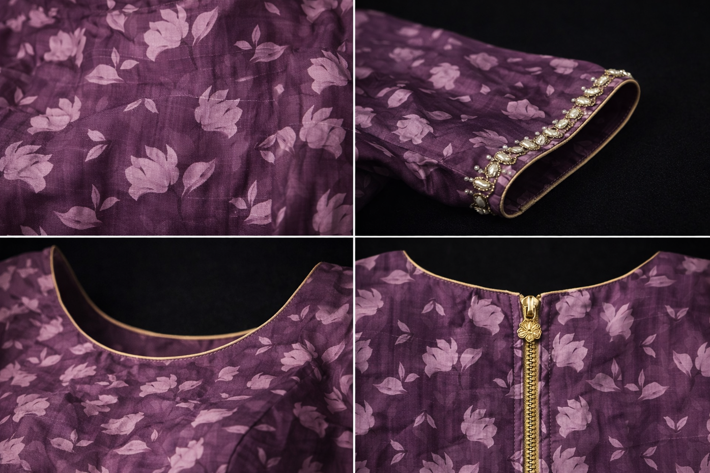 Mauve Floral Elbow Sleeve Blouse