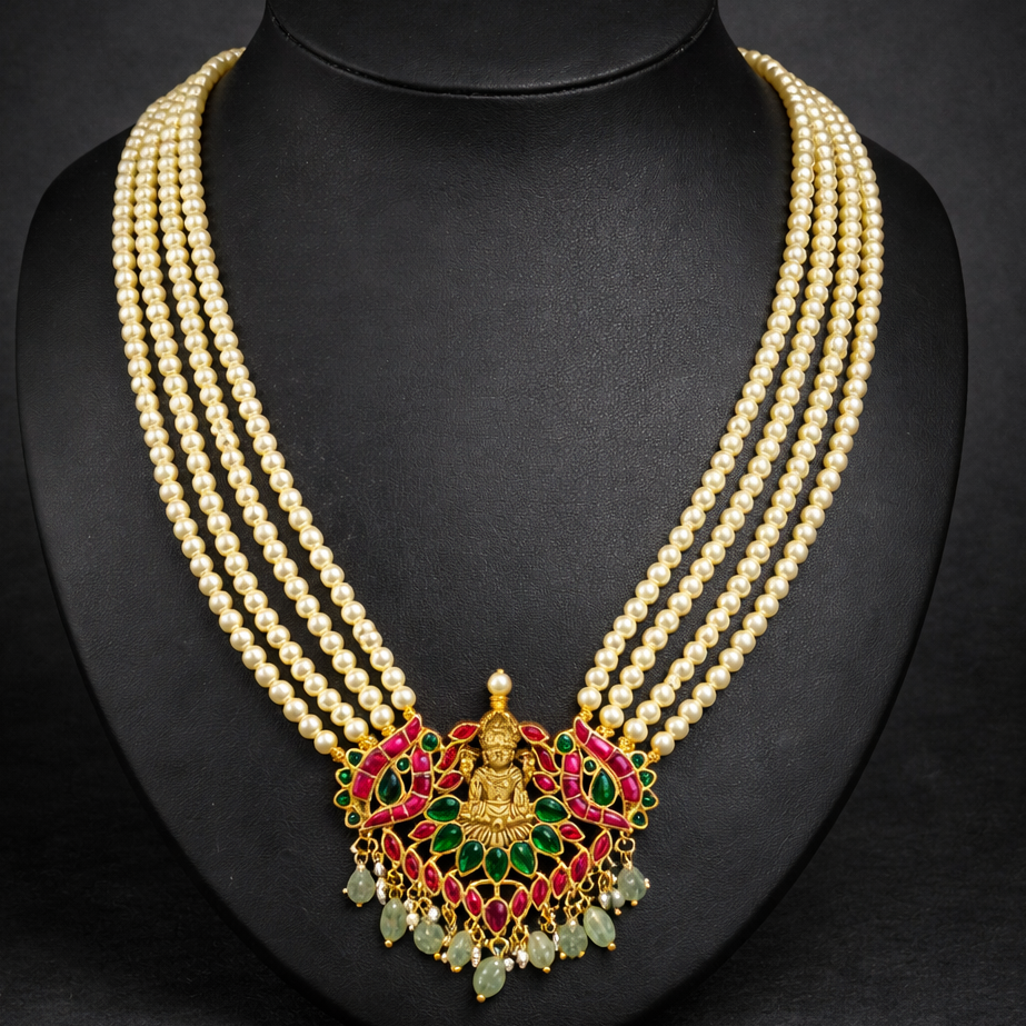 Lakshmi Temple Pearl Necklace