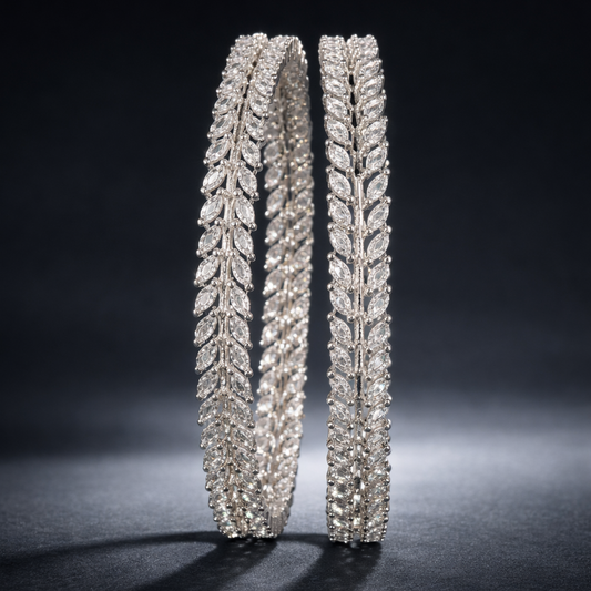 Leaf Vine Silver Designer Bangles
