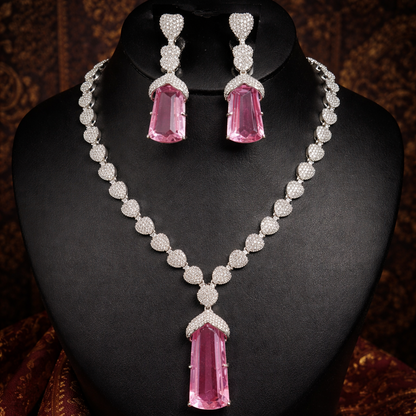 Elegant Rose Pink Pendant Necklace