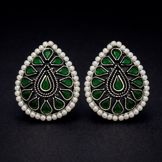 Vintage Emerald Halo Stud