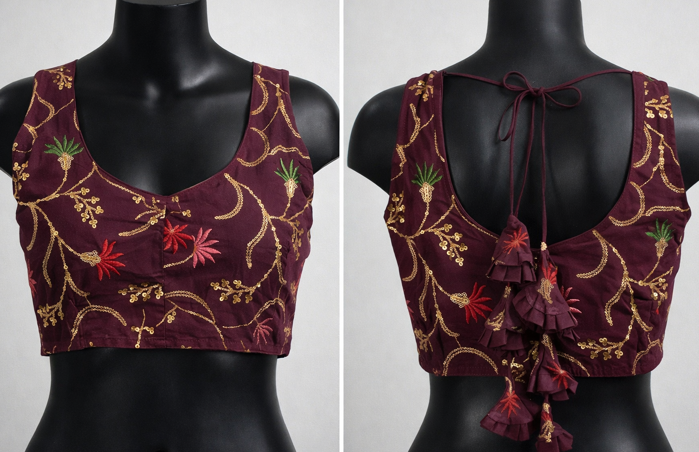 Maroon Embroidered Designer Blouse