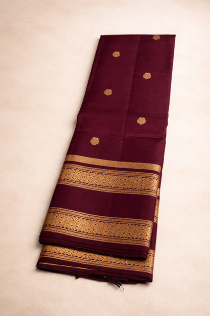 Maroon Pure Pattu Silk Saree with Rich Gold Zari Border & Traditional Motifs