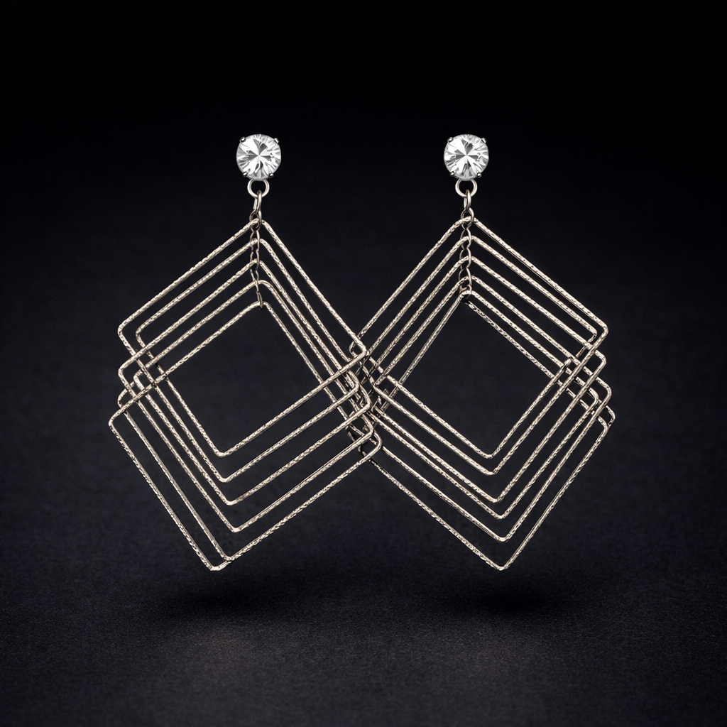 Minimalist Silver Frame Earrings