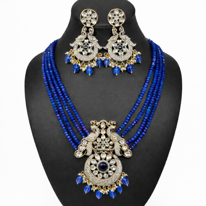Royal Blue Peacock Beaded Necklace