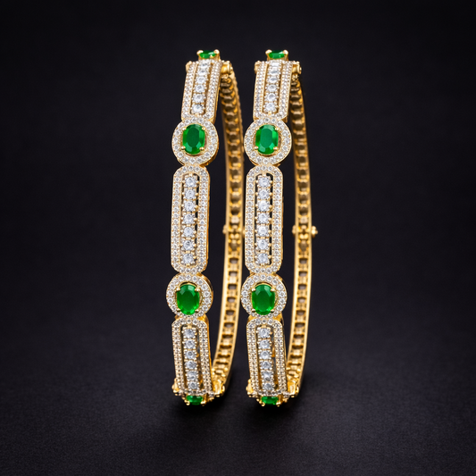 Emerald Green AD Elegant Bangles