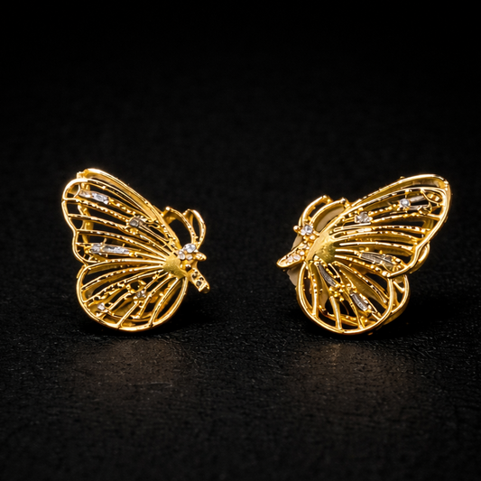 Golden Flutter Butterfly Stud