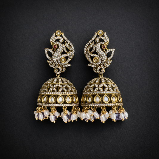 Peacock Polki Jhumka