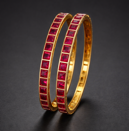 Ruby Square Stone Designer Bangles