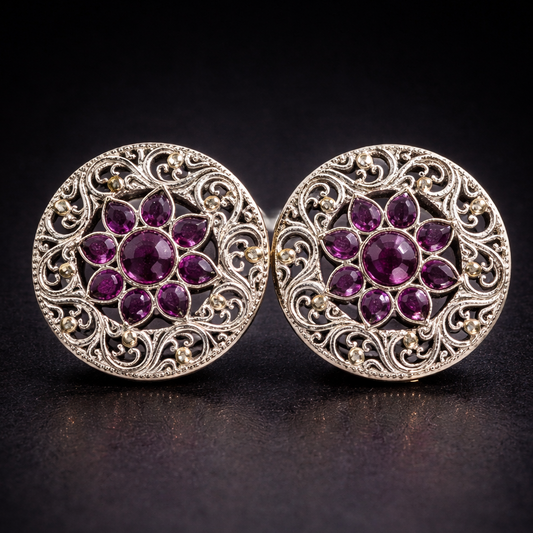 Soft Mauve Floral Filigree Stud