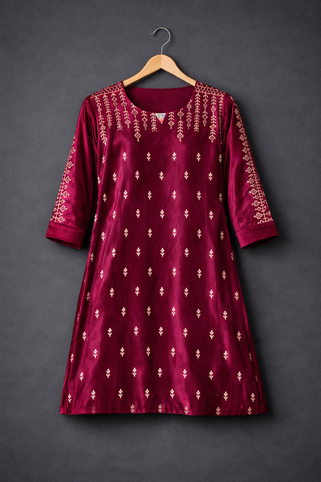 Elegant Maroon Embroidered Kurti