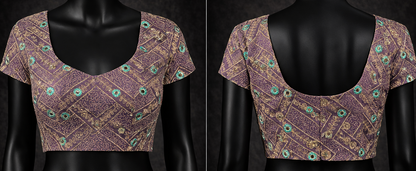Royal Lavender Brocade Designer Blouse