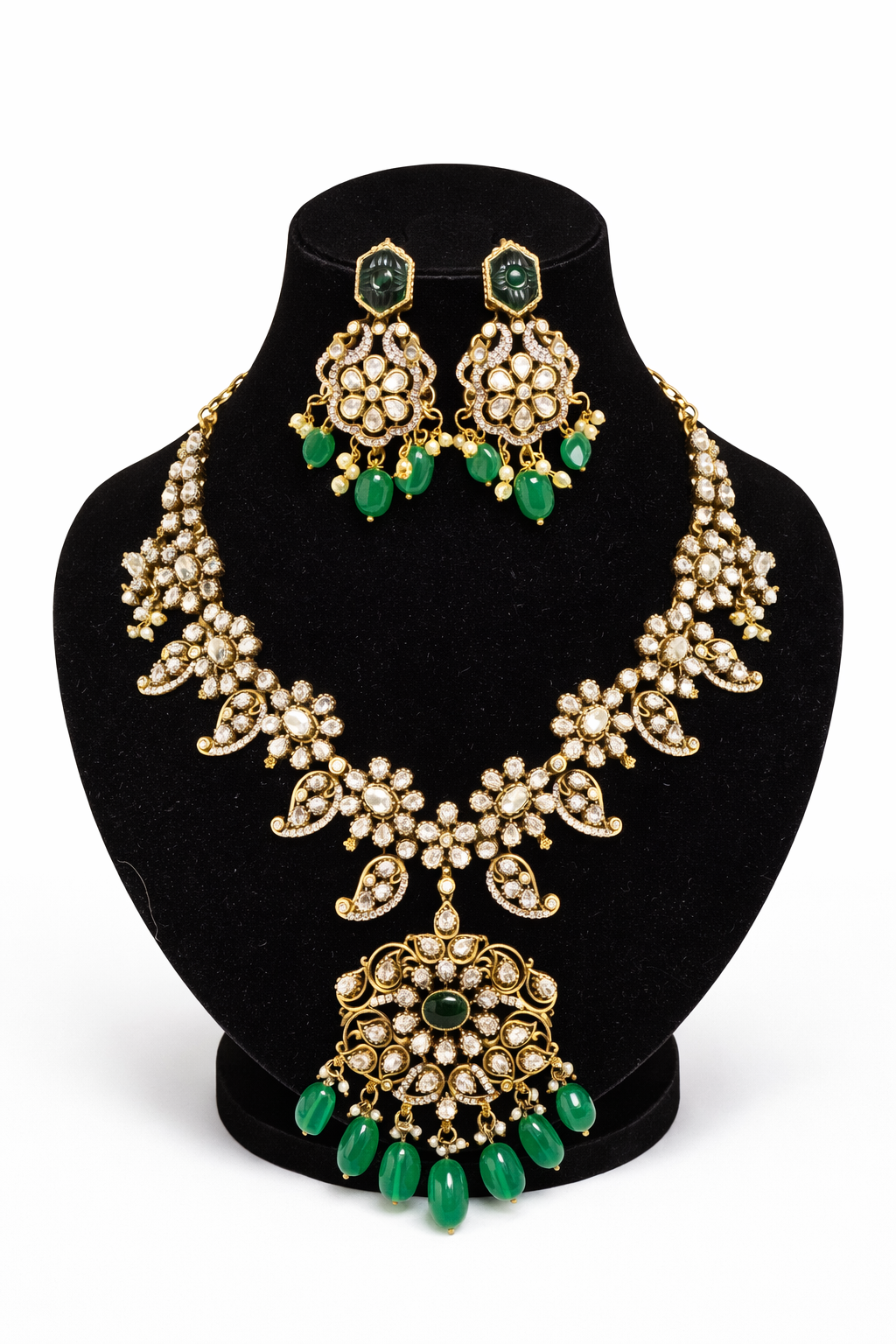 Emerald Elegance Kundan Bridal Necklace