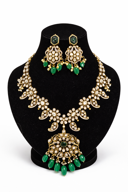 Emerald Elegance Kundan Bridal Necklace
