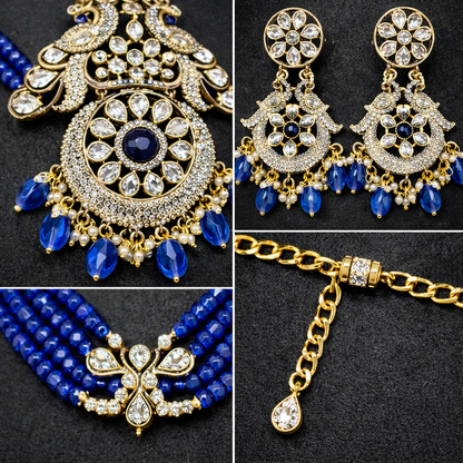 Royal Blue Peacock Beaded Necklace