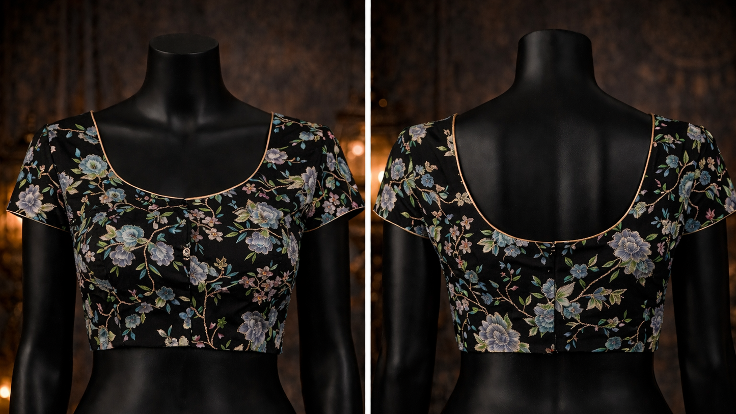 Elegant Black Floral Embroidered Blouse