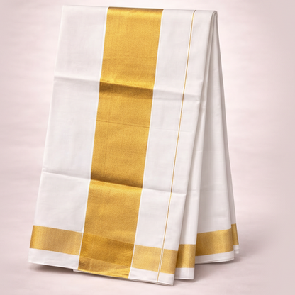 Traditional Off-White Saree with Classic Gold Zari Border