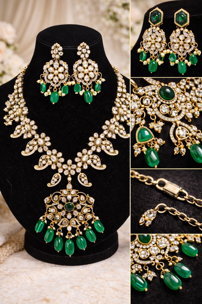 Emerald Elegance Kundan Bridal Necklace