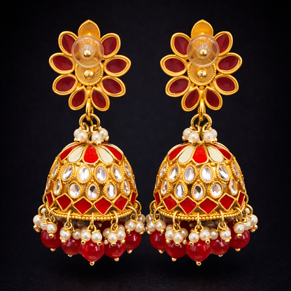 Crimson Petal Bridal Jhumka