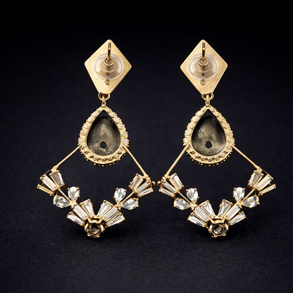 Emerald Crystal Fan Drop Earrings