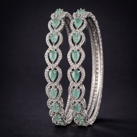 Mint Aura Heart Bangles