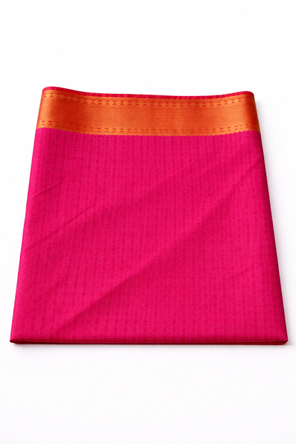 Purple Pochampally Semi Silk Saree with Contrast Pink Blouse & Green Designer Pallu