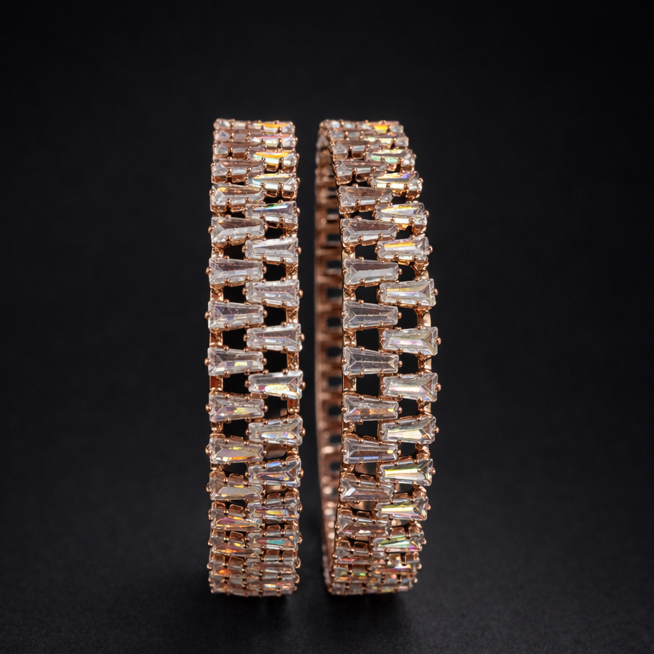 Rose Gold Baguette Designer Bangles
