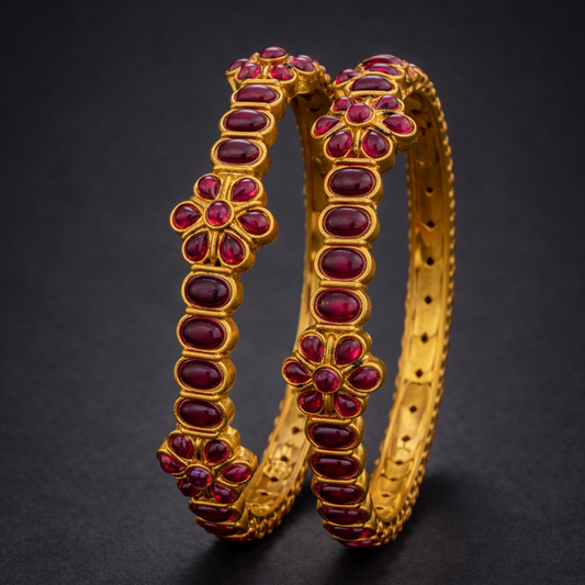 Crimson Floral Bangles