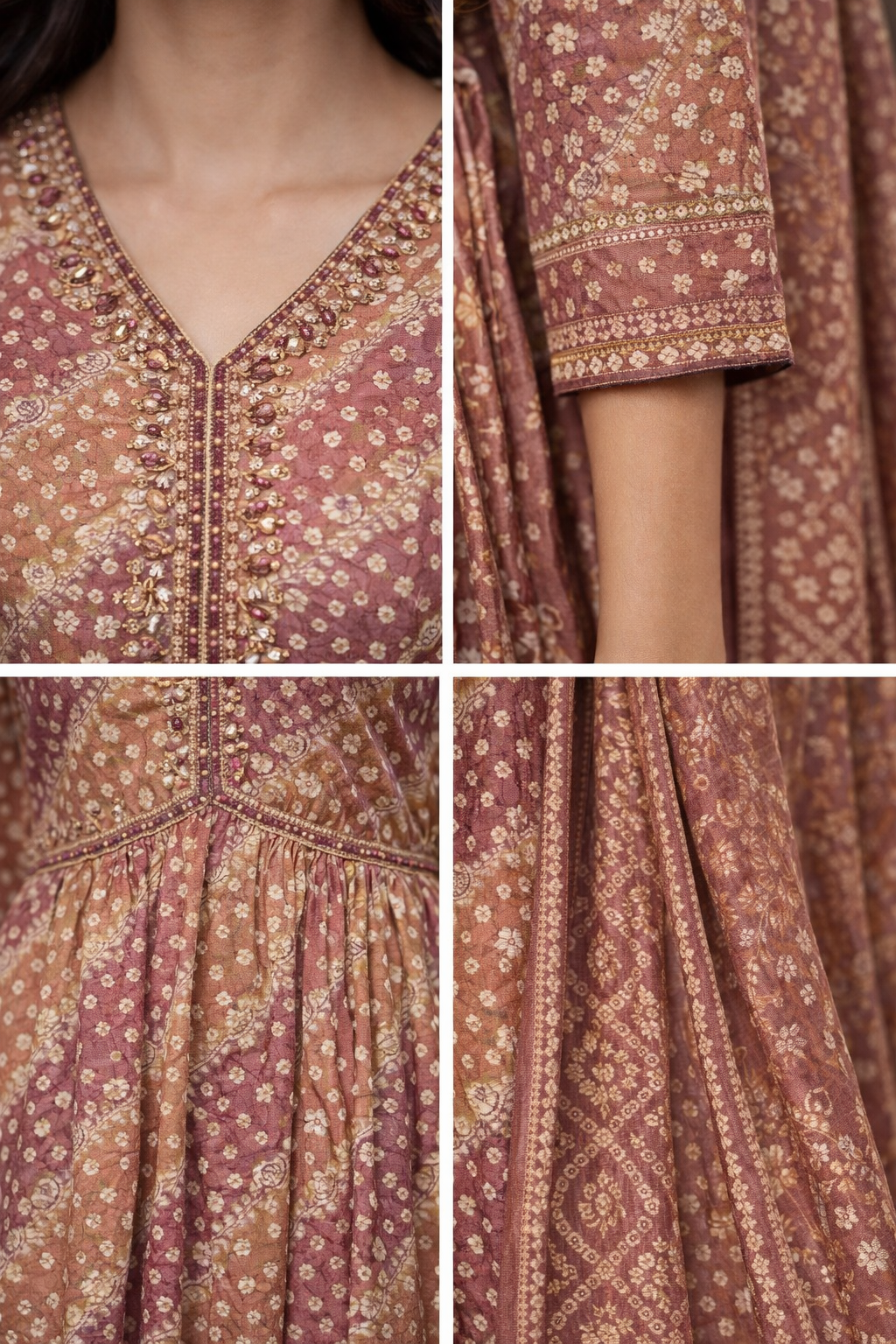 Dusty Rose Printed Chudithar Set