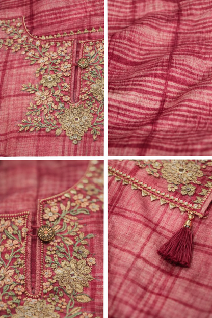 Rose Pink Printed Cotton Chudithar Set