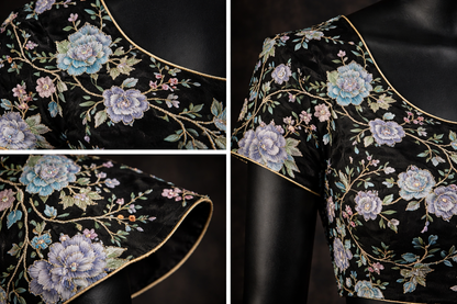 Elegant Black Floral Embroidered Blouse