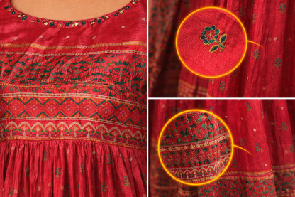 Elegant Pink Printed Anarkali Kurti