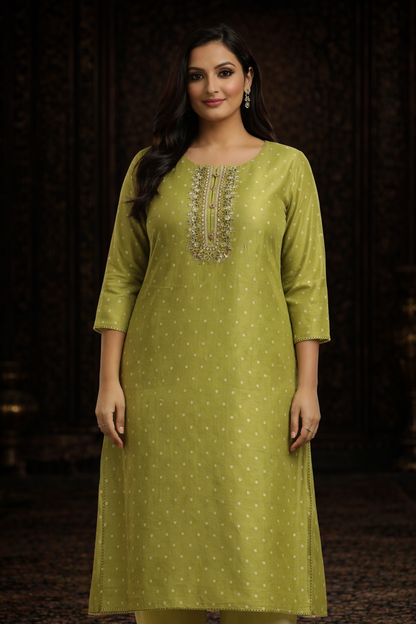 Olive Charm Embroidered Kurti