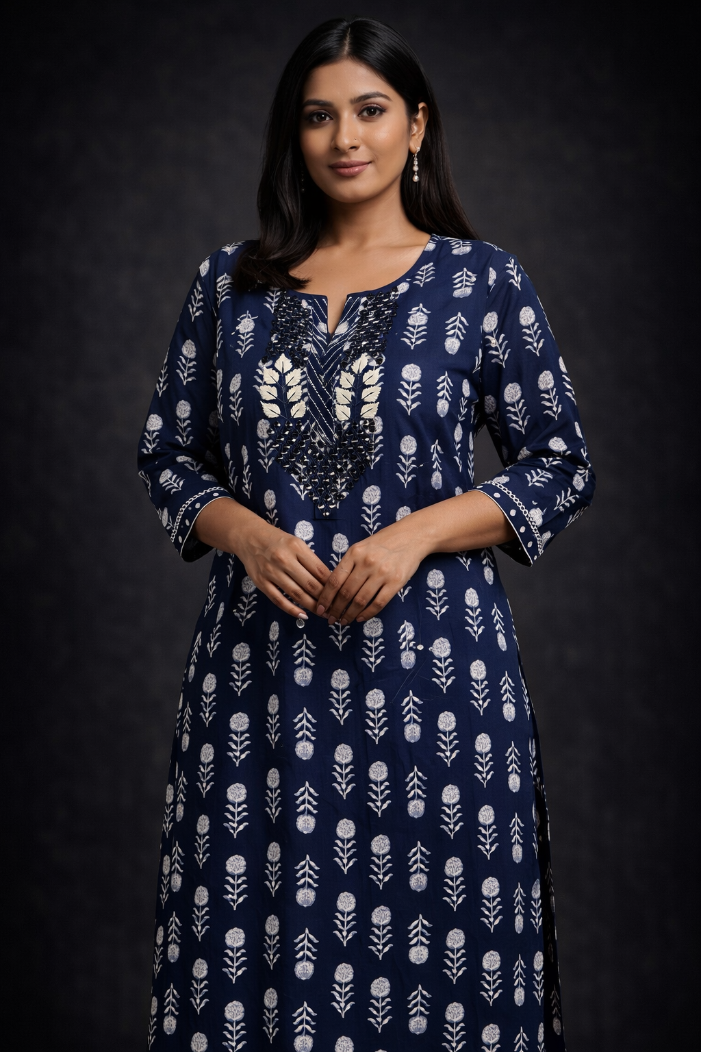 Indigo Luxe Embroidered Kurti