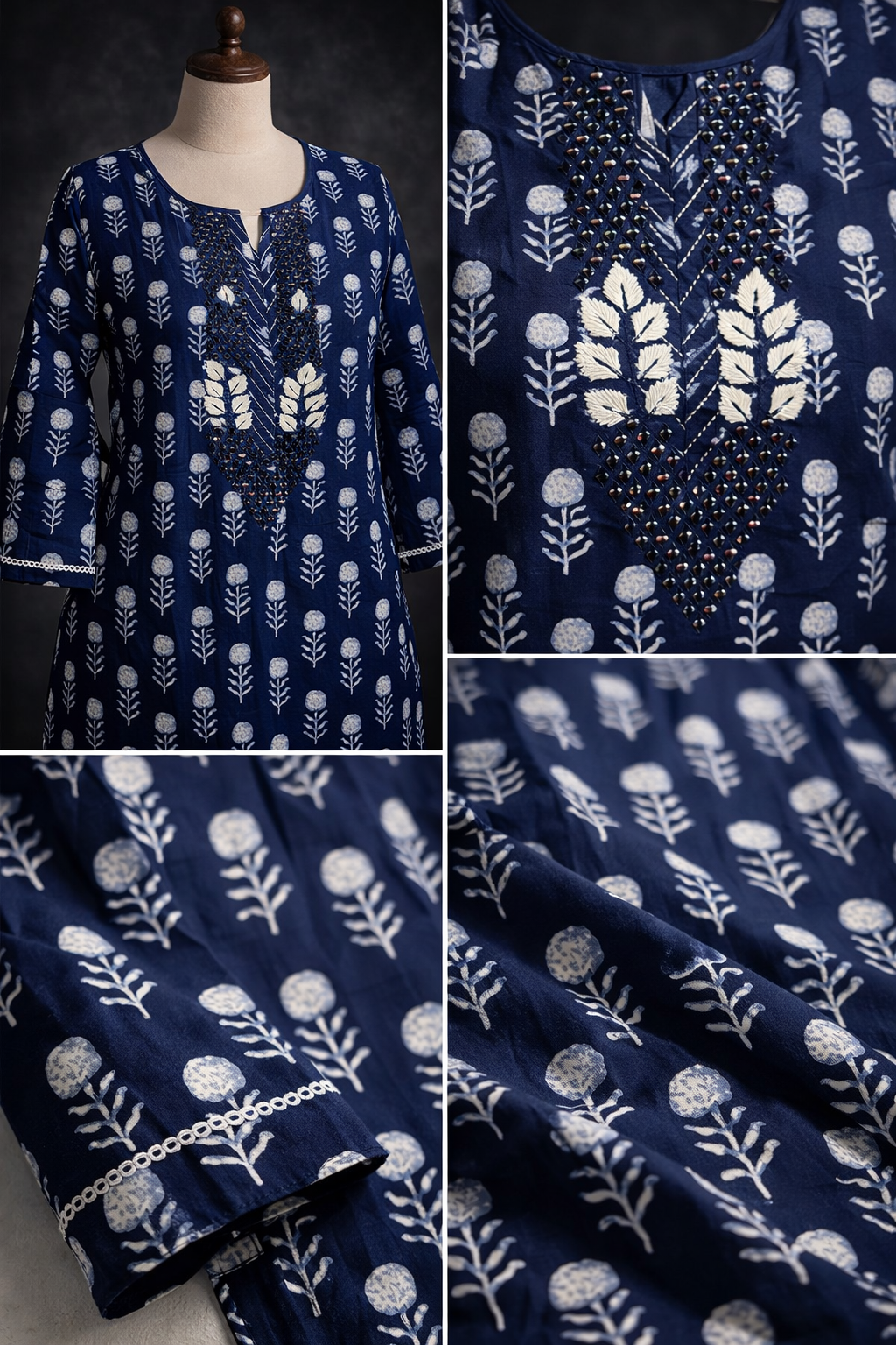 Indigo Luxe Embroidered Kurti