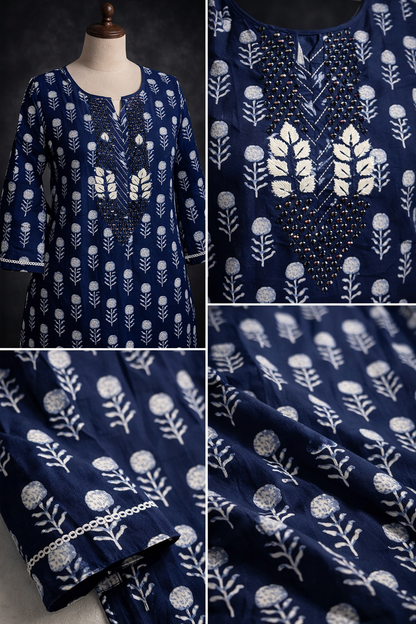 Indigo Luxe Embroidered Kurti