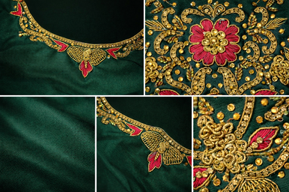 Emerald Green Embroidered Anarkali Gown
