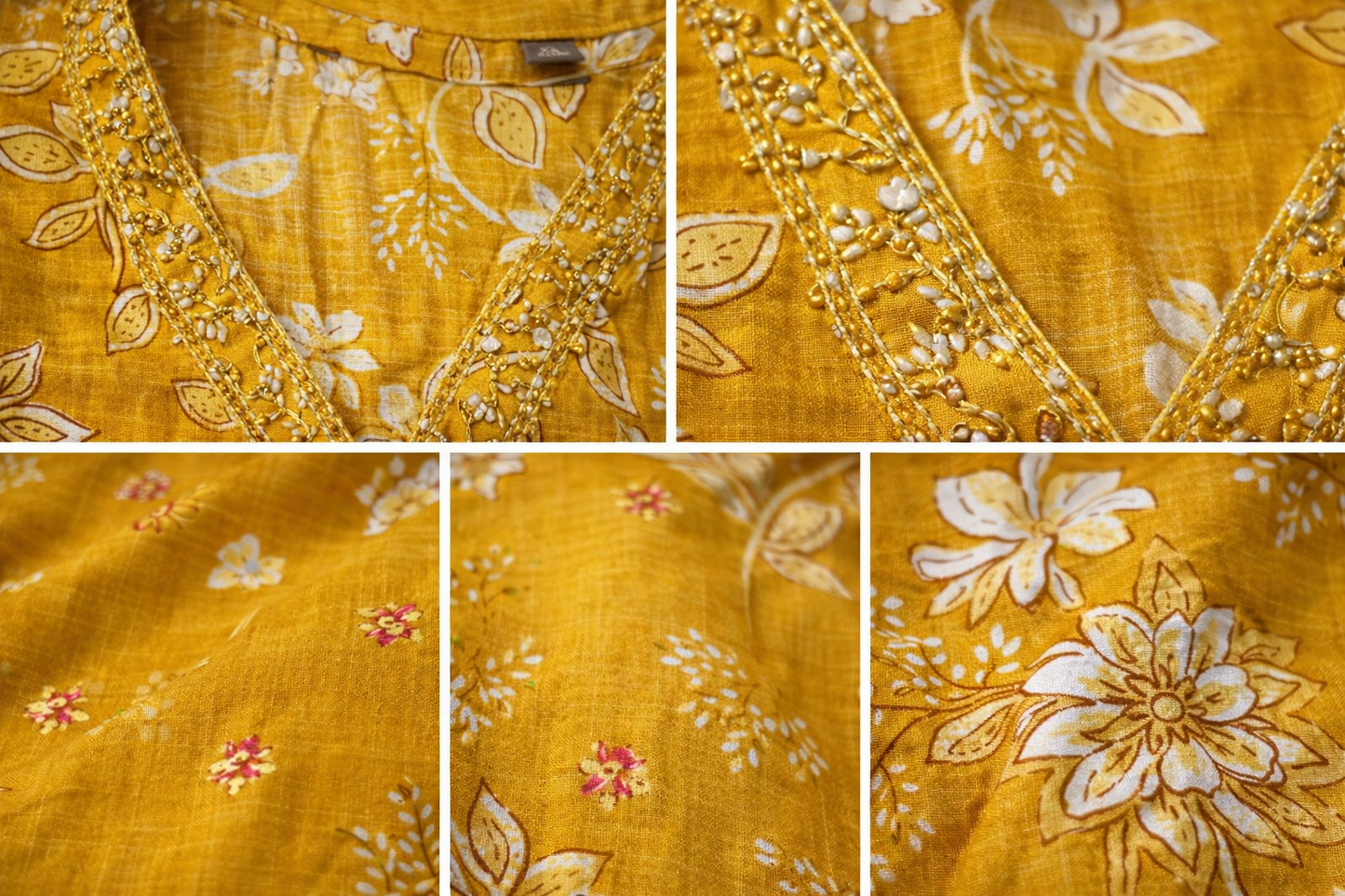 Mustard Yellow Floral Printed Kurti