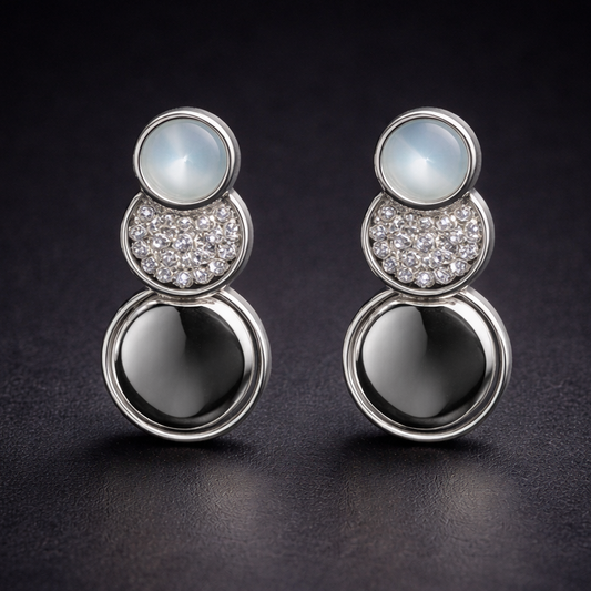 Modern Glam Triple Disc Earrings