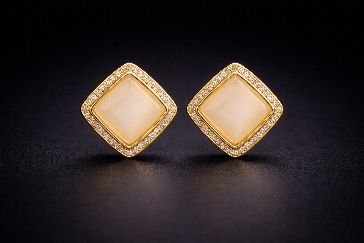 Soft Gold Beige Crystal Stud