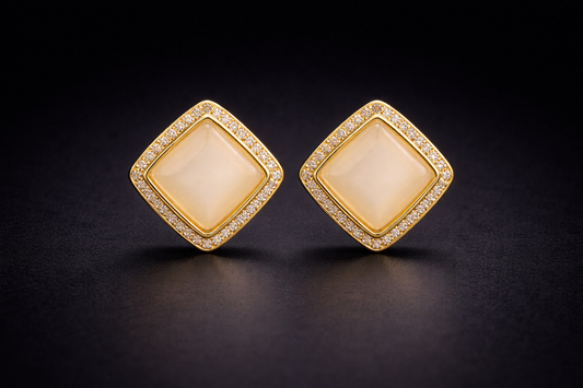 Soft Gold Beige Crystal Stud