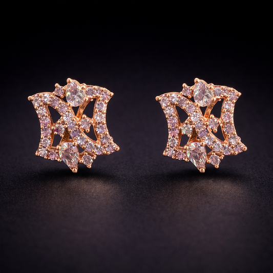 Rose Gold Crystal Cluster Stud