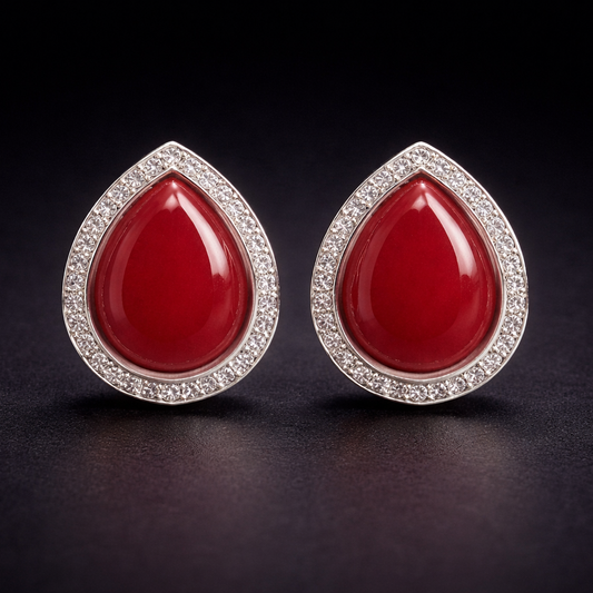 Ruby Red Teardrop Stud