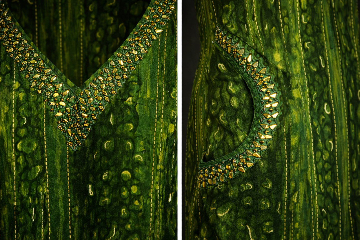Emerald Green Printed Straight Kurti