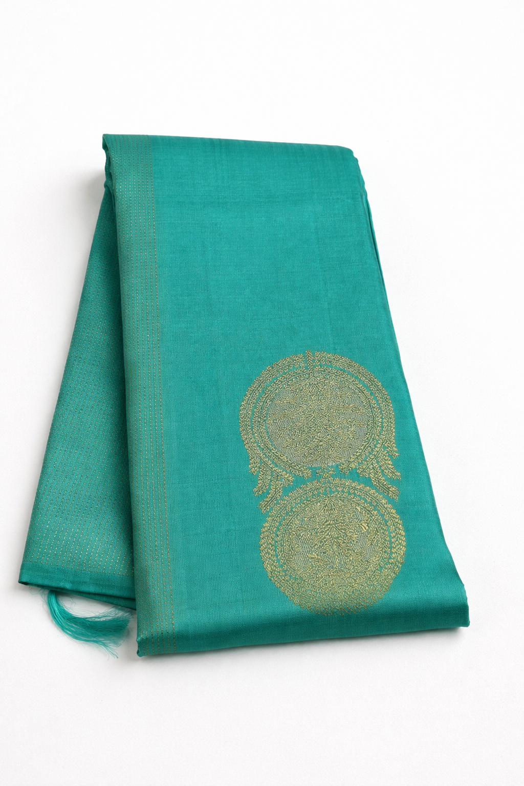 Turquoise Blue Pure Pattu Silk Saree with 2 Gram Gold & Silver Zari Contrast Pallu