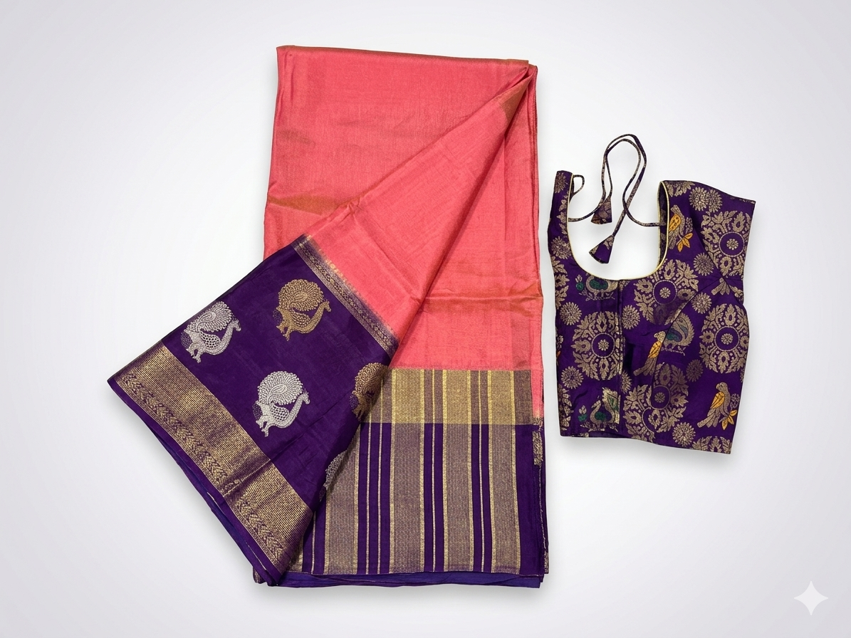 Premium Viscose Georgette Saree with Zari Border & With Ready-Made Blouse and Fall & Pico done