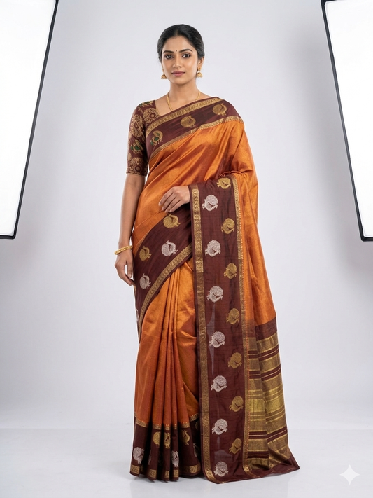 Premium Viscose Georgette Saree with Zari Border & With Ready-Made Blouse and Fall & Pico done