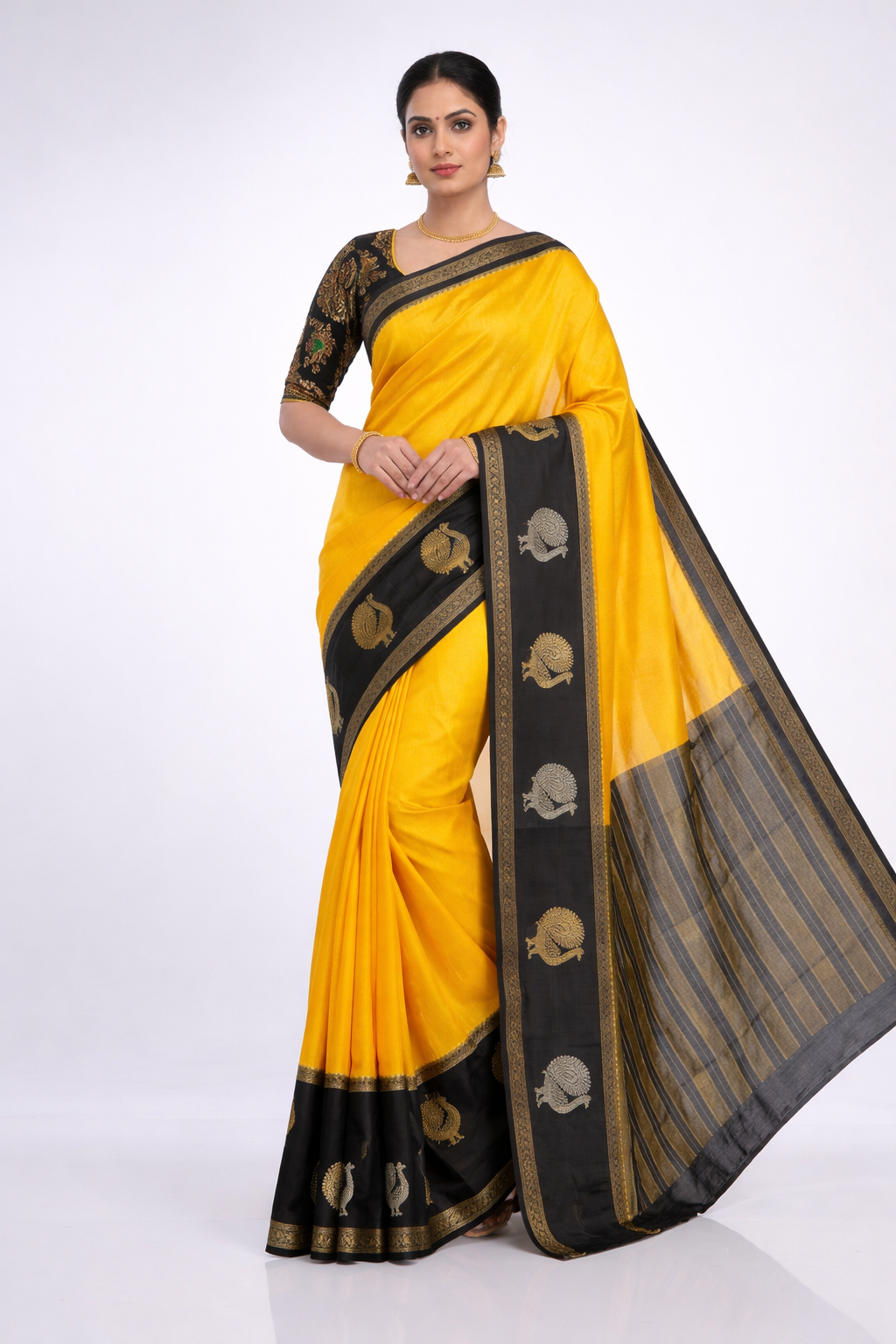 Premium Viscose Georgette Saree with Zari Border & With Ready-Made Blouse and Fall & Pico done